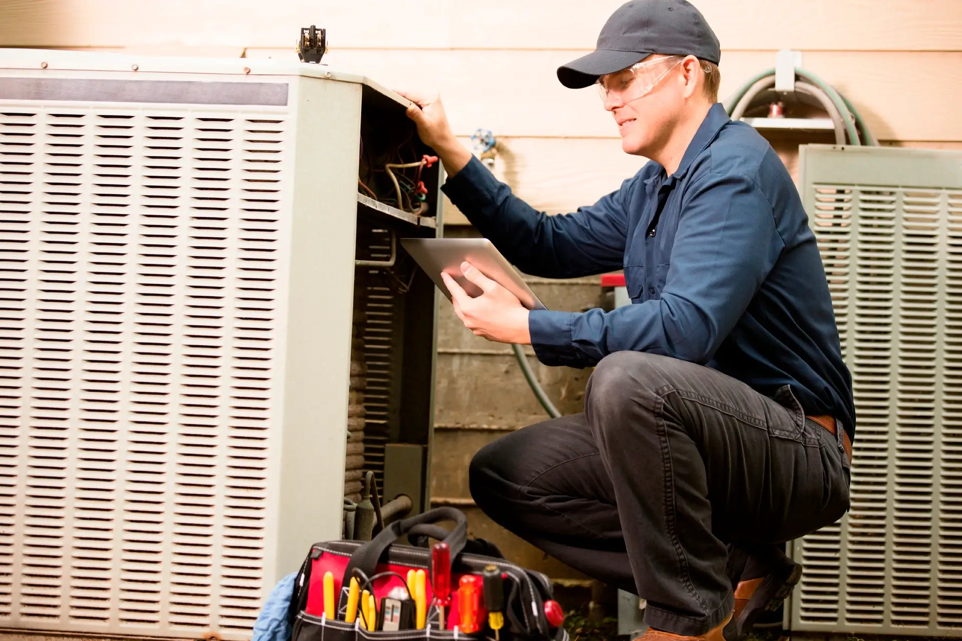 Capehart Heating and Cooling technician performing professional AC repair service in Tulsa Oklahoma