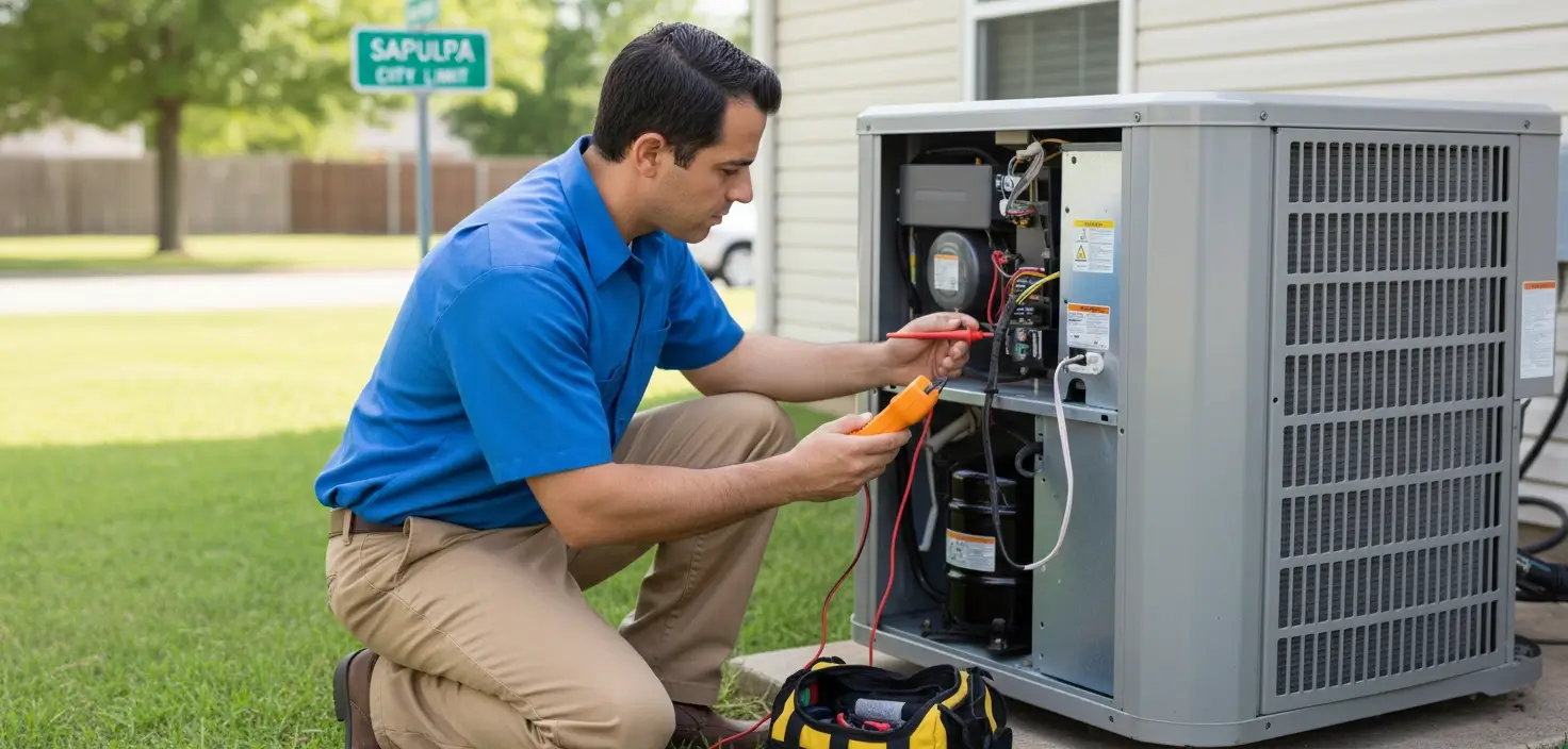 Professional HVAC technician from Capehart Heating and Cooling providing expert AC repair service in Sapulpa, Oklahoma